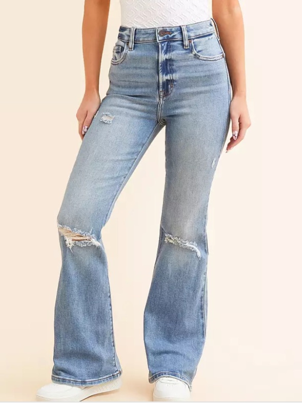 Hidden Los Angeles Happi Stretch Distressed Flare Jeans